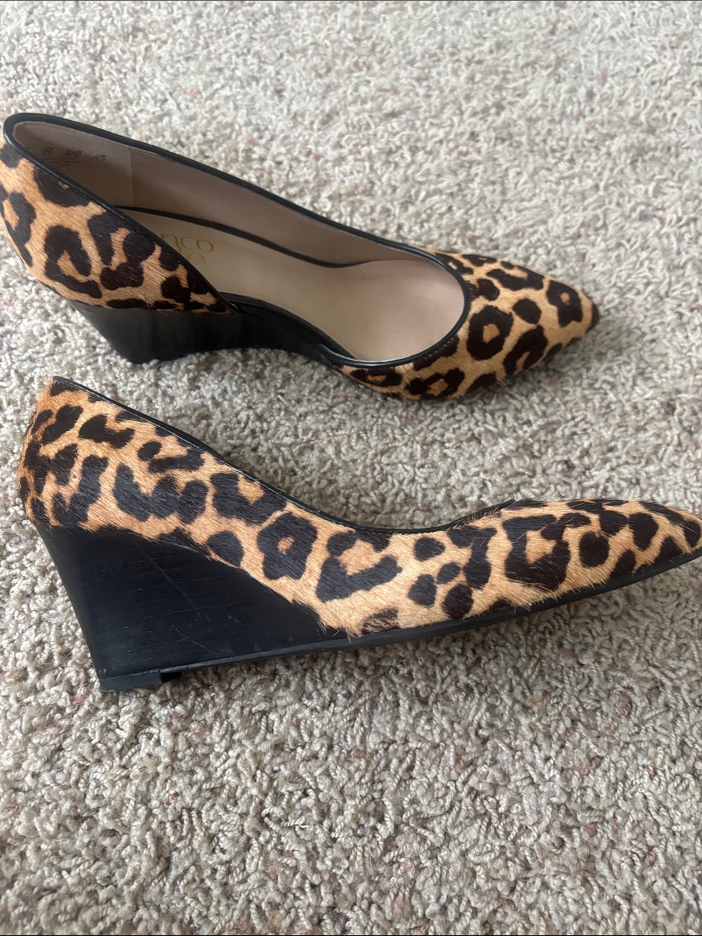 Worn Once Leopard Print Wedge Pumps